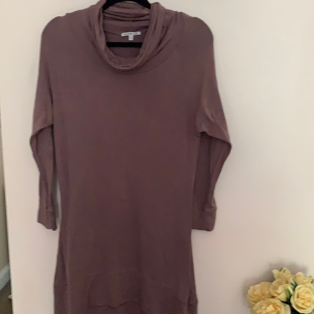 Taupe cowl neck dress
